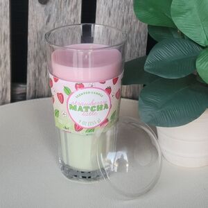 Strawberry Matcha Latte Scented Candle - Pink and Green
